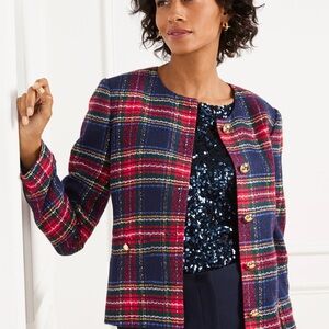 Talbots Red and Blue Plaid Blazer